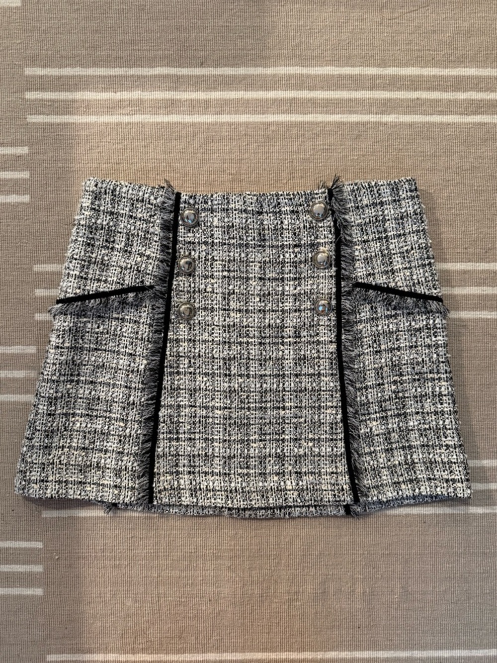 Veronica Beard Black and White Tweed Mini Skirt